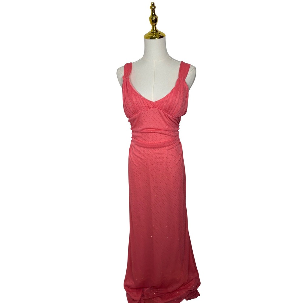 VTG city triangles hot pink glitter prom maxi formal dress y2k coquette dainty